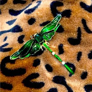 PreLoved Green Dragonfly brooch! Elegant gift bag included!